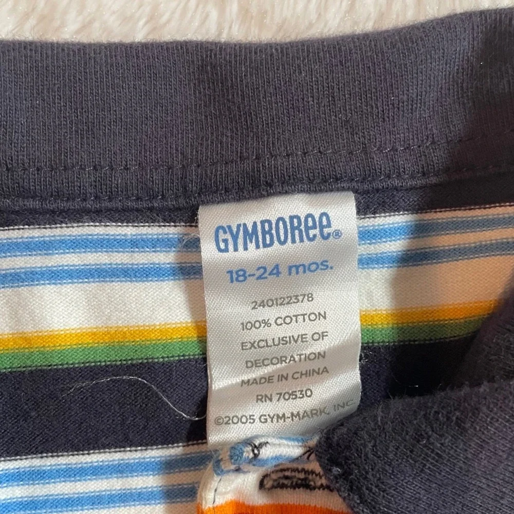 VTG Gymboree Boys 18-24M Striped Polo Romper Multi Color Palm Tree 2005 Y2K